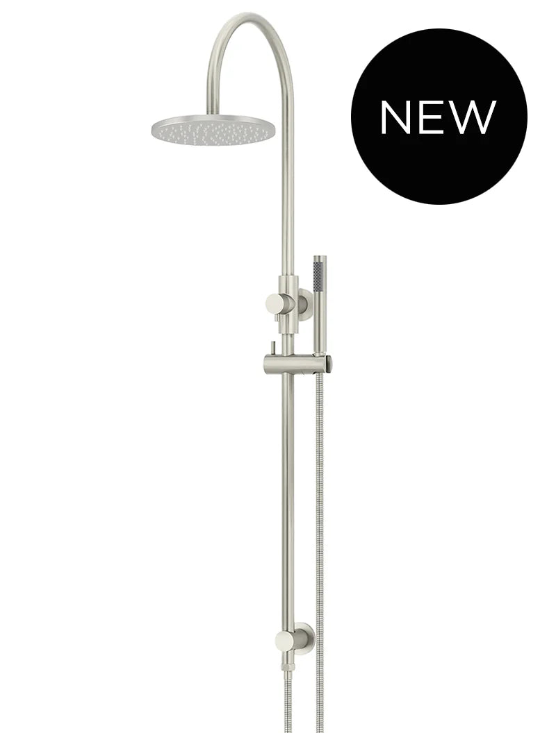 ROUND GOOSENECK SHOWER SET WITH 200MM ROSE, SINGLE-FUNCTION HAND SHOWER