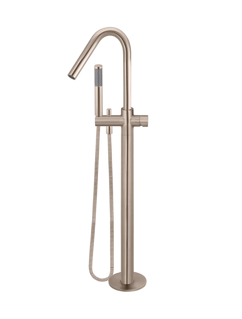 Round Pinless Freestanding Bath Spout and Hand Shower