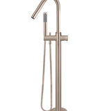 Round Pinless Freestanding Bath Spout and Hand Shower
