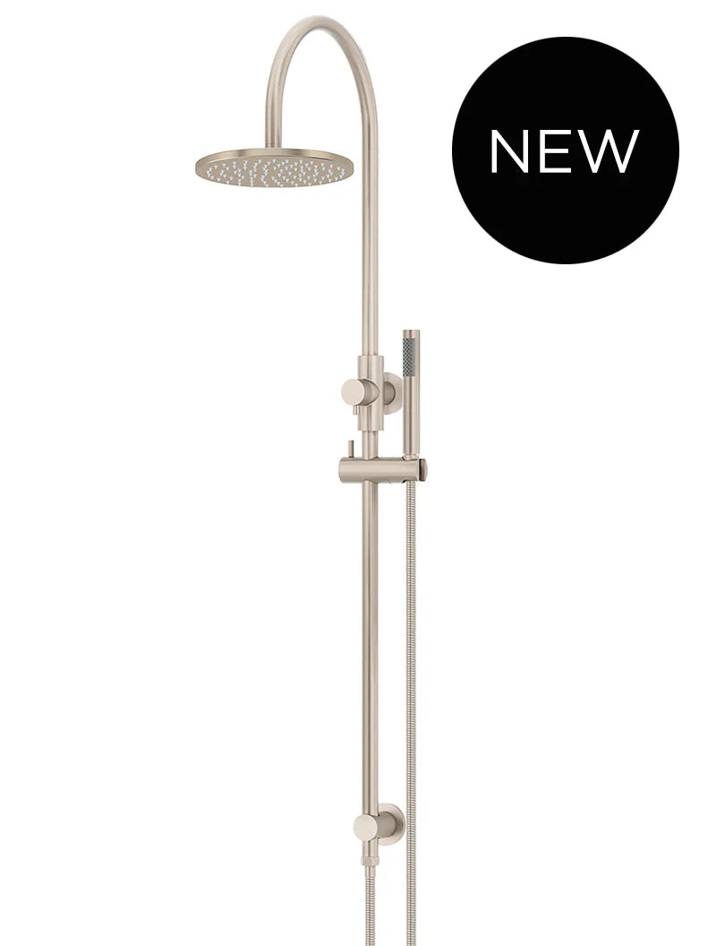 ROUND GOOSENECK SHOWER SET WITH 200MM ROSE, SINGLE-FUNCTION HAND SHOWER