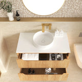 Byron Fluted 900mm Woodland Oak Wall Hung Vanity