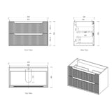 Byron Fluted 900mm Woodland Oak Wall Hung Vanity