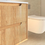 Byron Fluted 1200mm Woodland Oak 4 Drawer Wall Hung Vanity