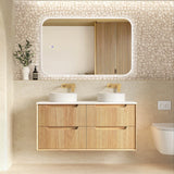 Byron Fluted 1200mm Woodland Oak 4 Drawer Wall Hung Vanity