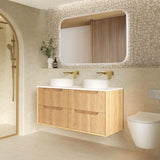 Byron Fluted 1200mm Woodland Oak 4 Drawer Wall Hung Vanity