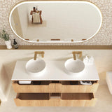 Byron Fluted 1200mm Woodland Oak 4 Drawer Wall Hung Vanity