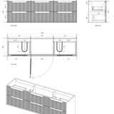 Byron Fluted 1800mm Woodland Oak Wall Hung Vanity