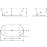 Hampton Freestanding Bathtub with Overflow - 1500mm