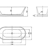 Hampton Freestanding Bathtub with Overflow - 1700mm