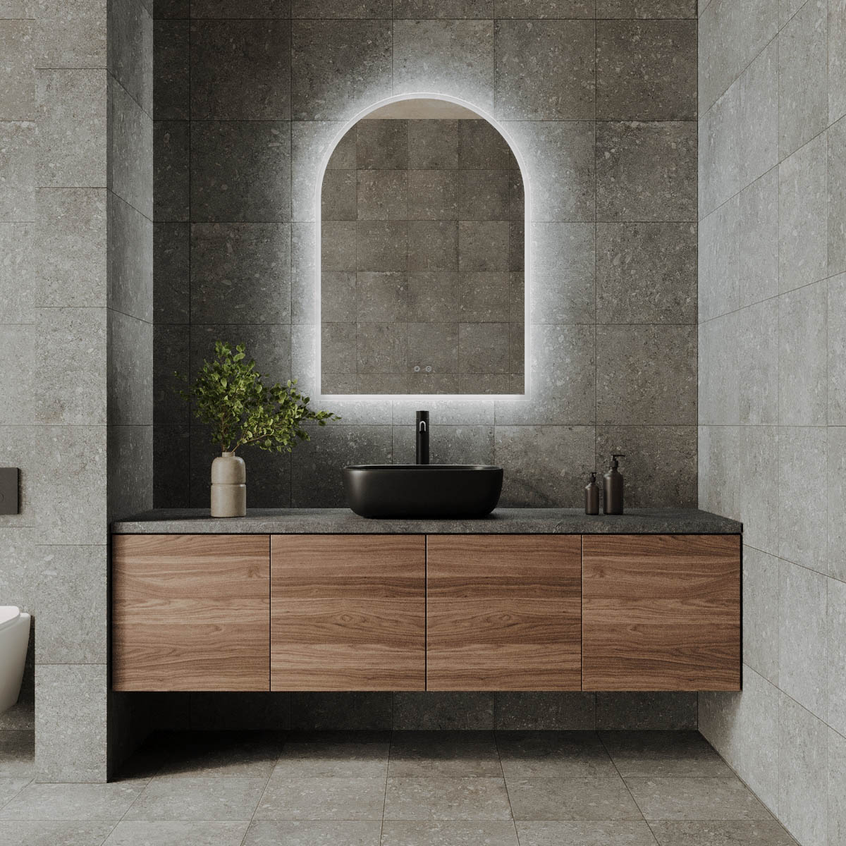 ARCH LED MIRROR WITH DEMISTER + PORTABLE MAGNIFIER