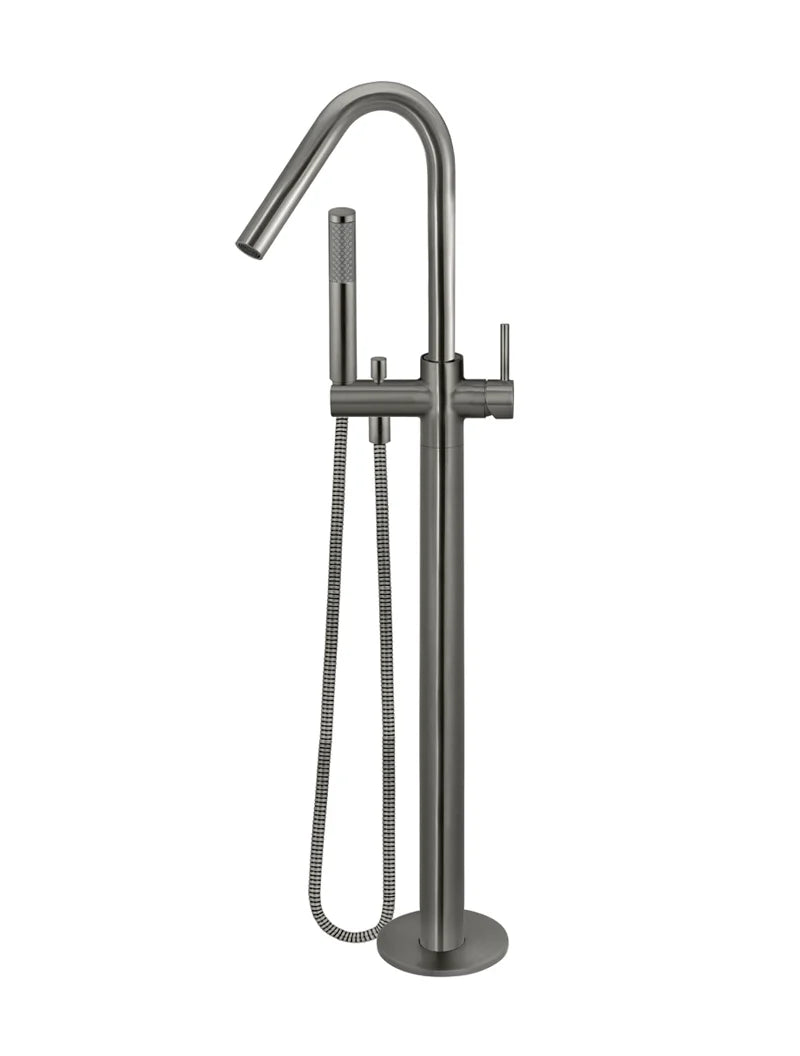 Round Freestanding Bath Spout and Hand Shower