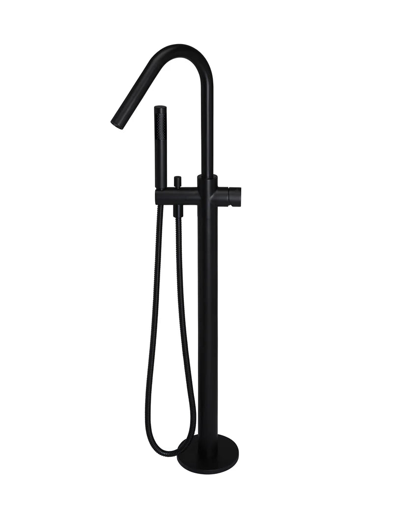 Round Pinless Freestanding Bath Spout and Hand Shower