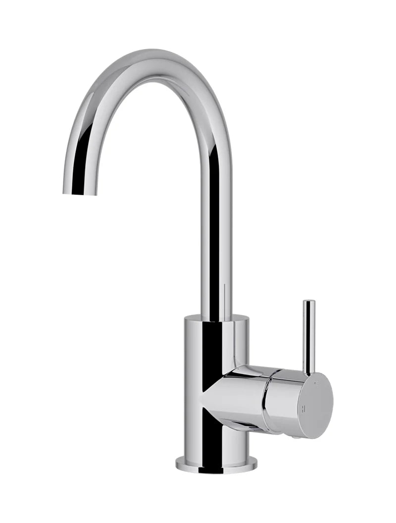 Round Gooseneck Basin Mixer with Cold Start