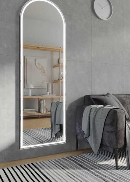 ARCH FULL LENGTH LED MIRROR WITH PORTABLE MAGNIFIER