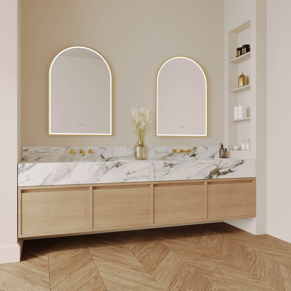 ARCH LED MIRROR WITH DEMISTER + PORTABLE MAGNIFIER