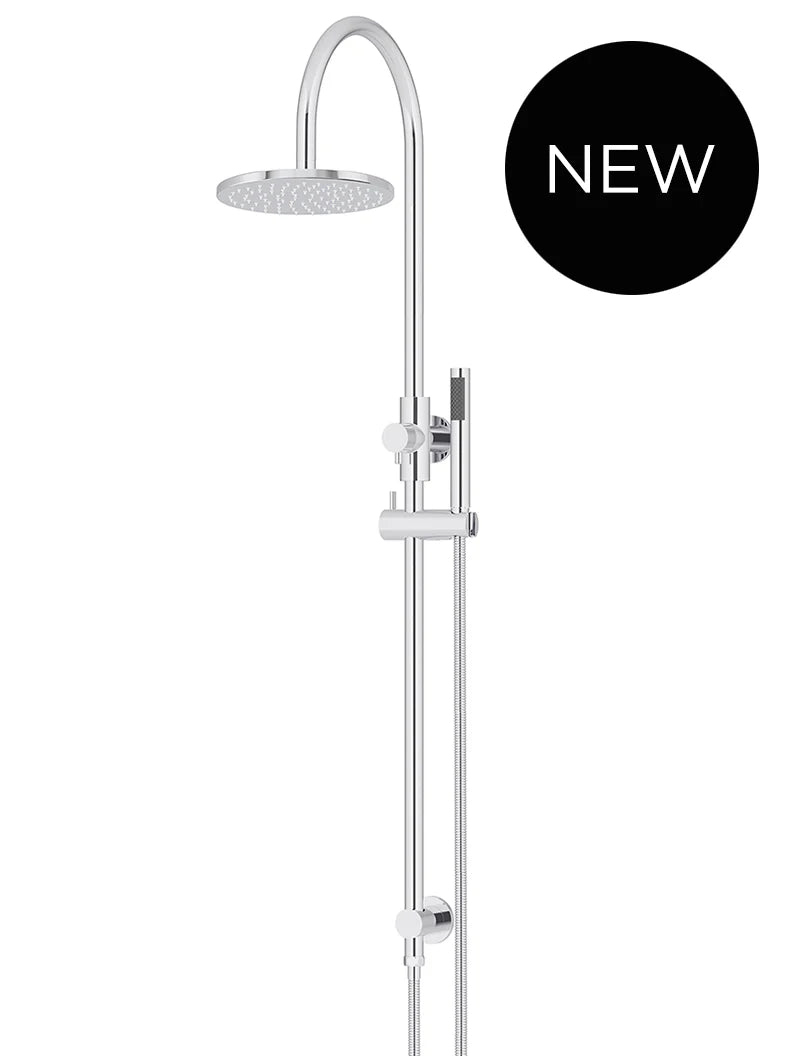 ROUND GOOSENECK SHOWER SET WITH 200MM ROSE, SINGLE-FUNCTION HAND SHOWER