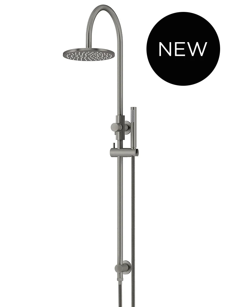 ROUND GOOSENECK SHOWER SET WITH 200MM ROSE, SINGLE-FUNCTION HAND SHOWER